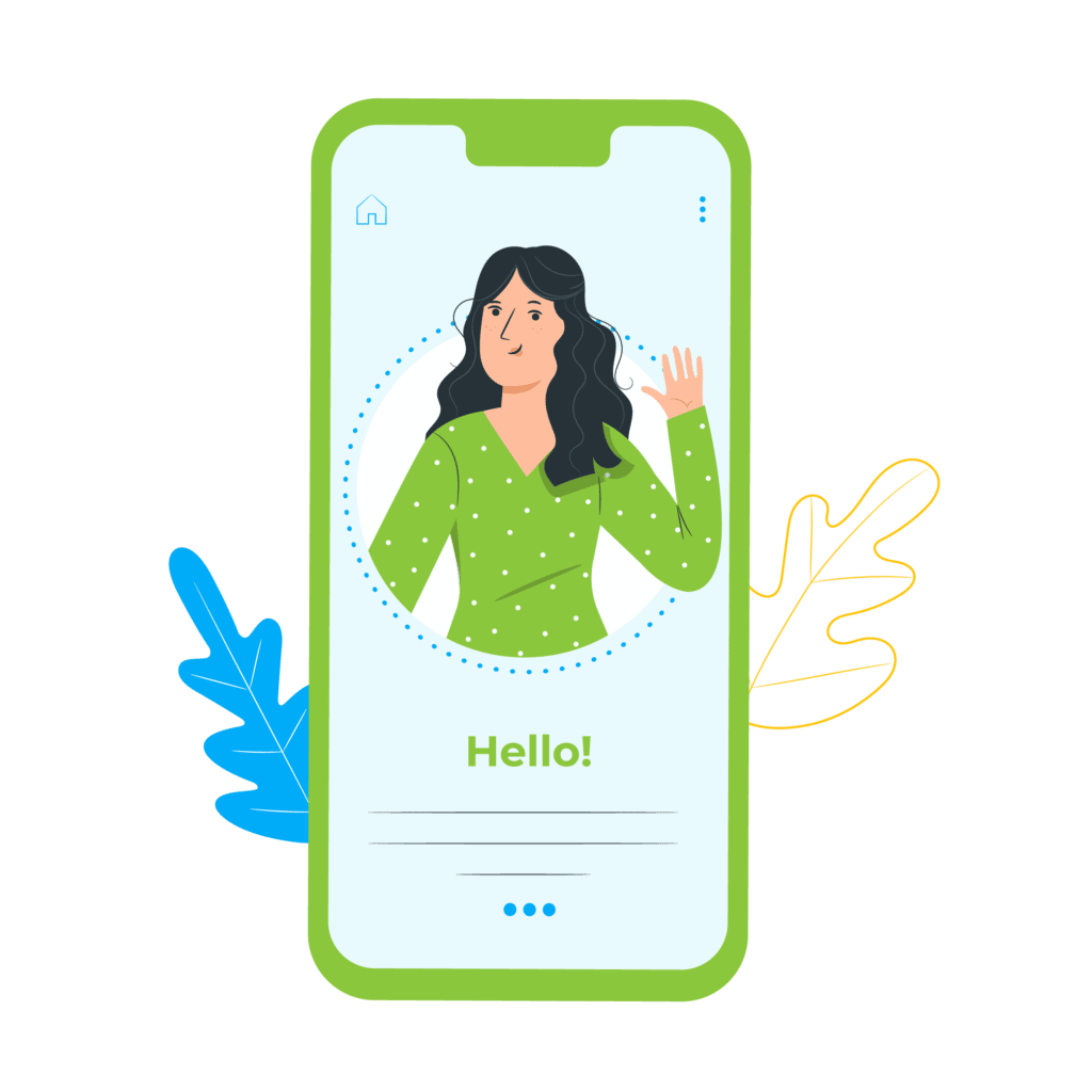 A graphic illustration of a profile picture and details on a phone