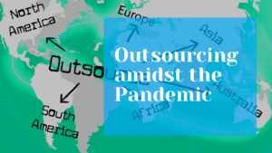 outsourcing with arrows pointing to various locations